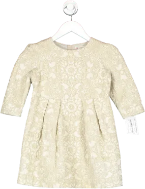 Bonpoint Cream Acetate Floral Glitter Dress 8 Years