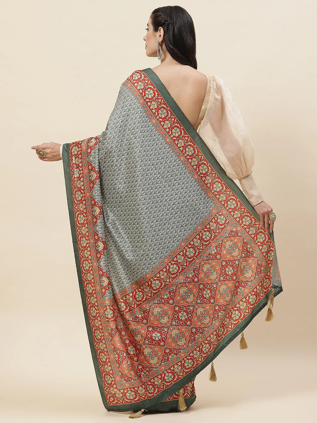 Booti Printed Handloom Saree