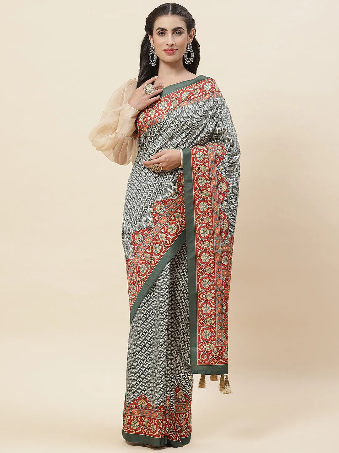 Booti Printed Handloom Saree