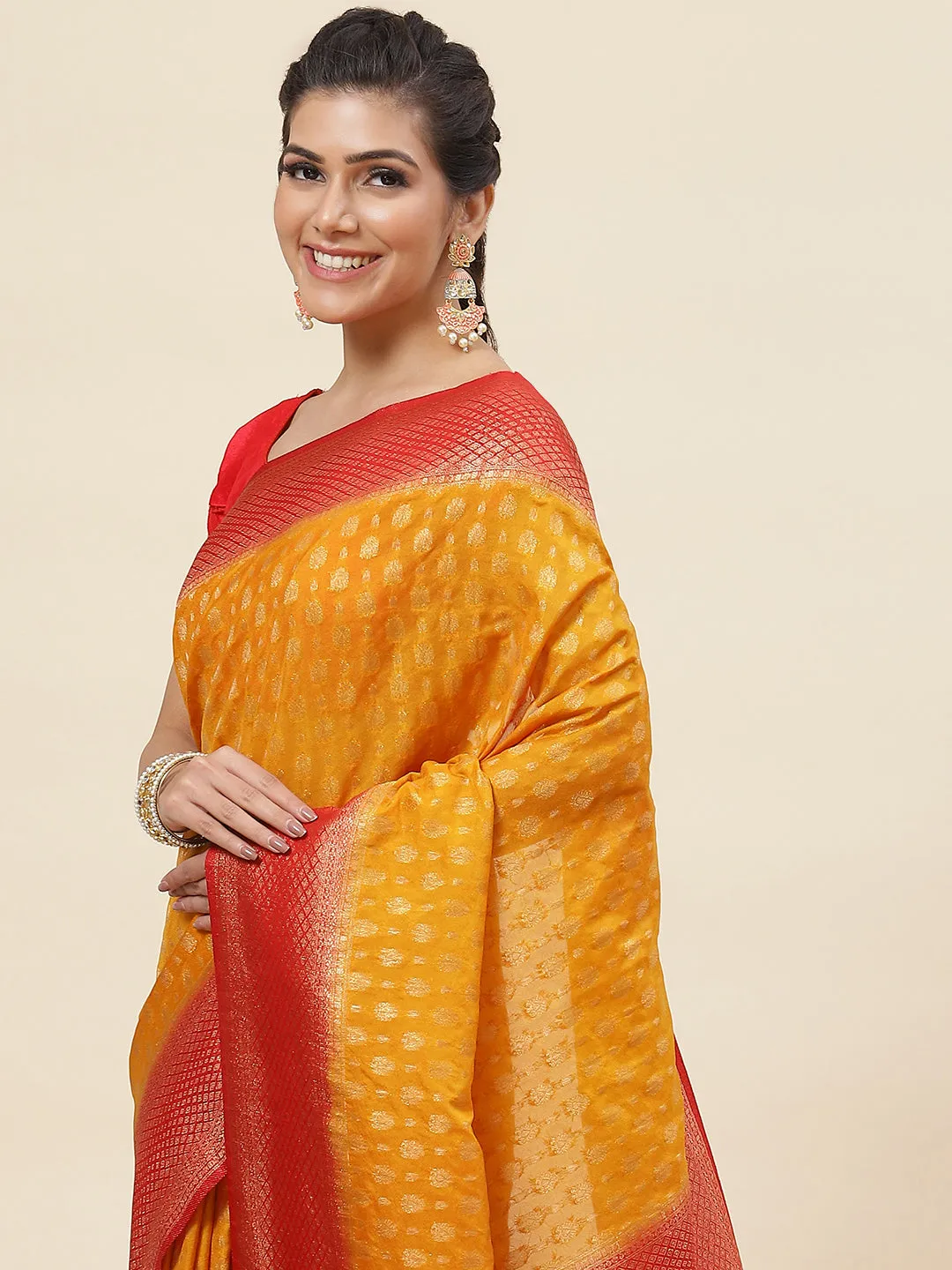 Brocade Zari Jaal Handloom Woven Saree