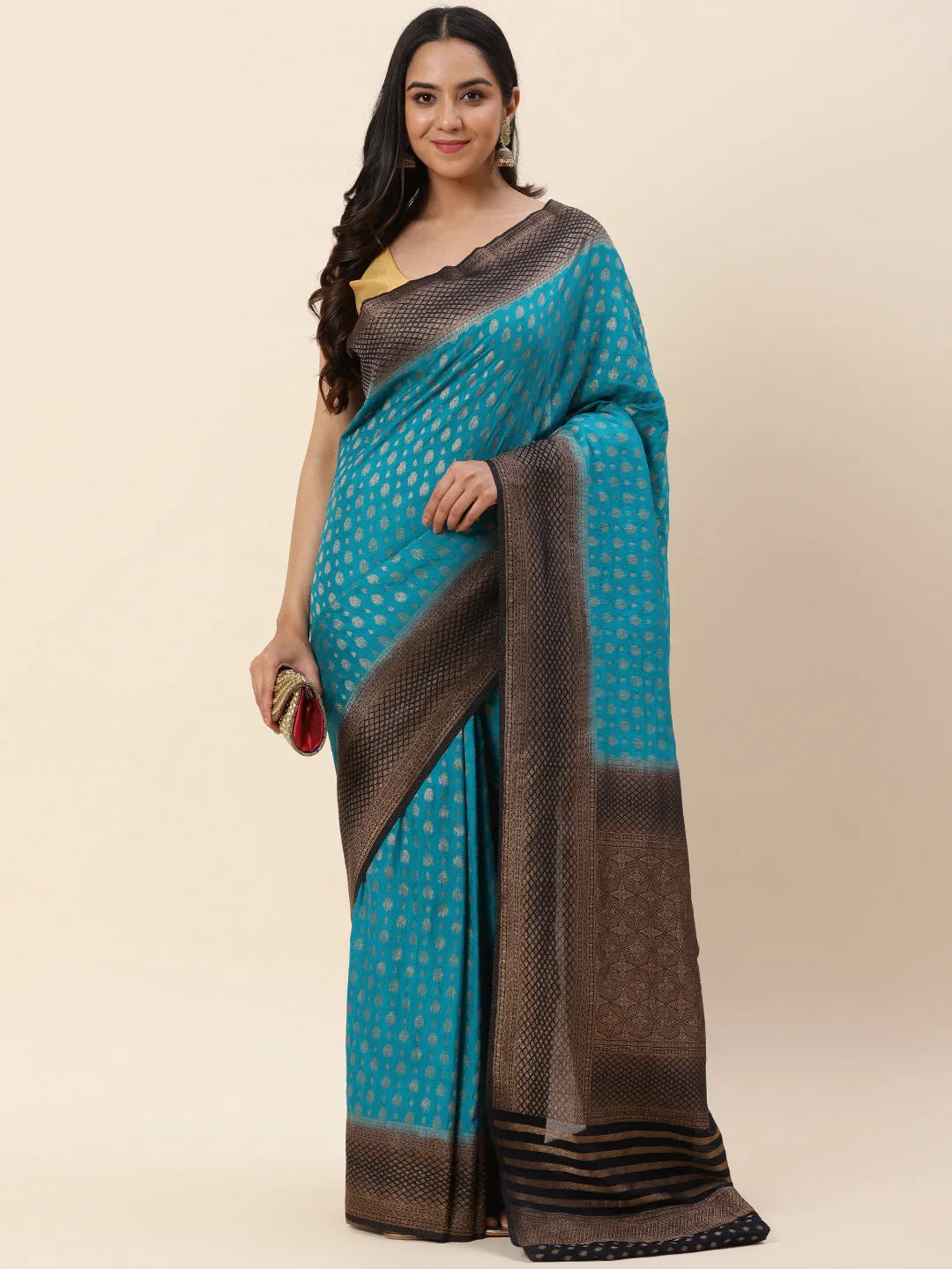 Brocade Zari Jaal Handloom Woven Saree