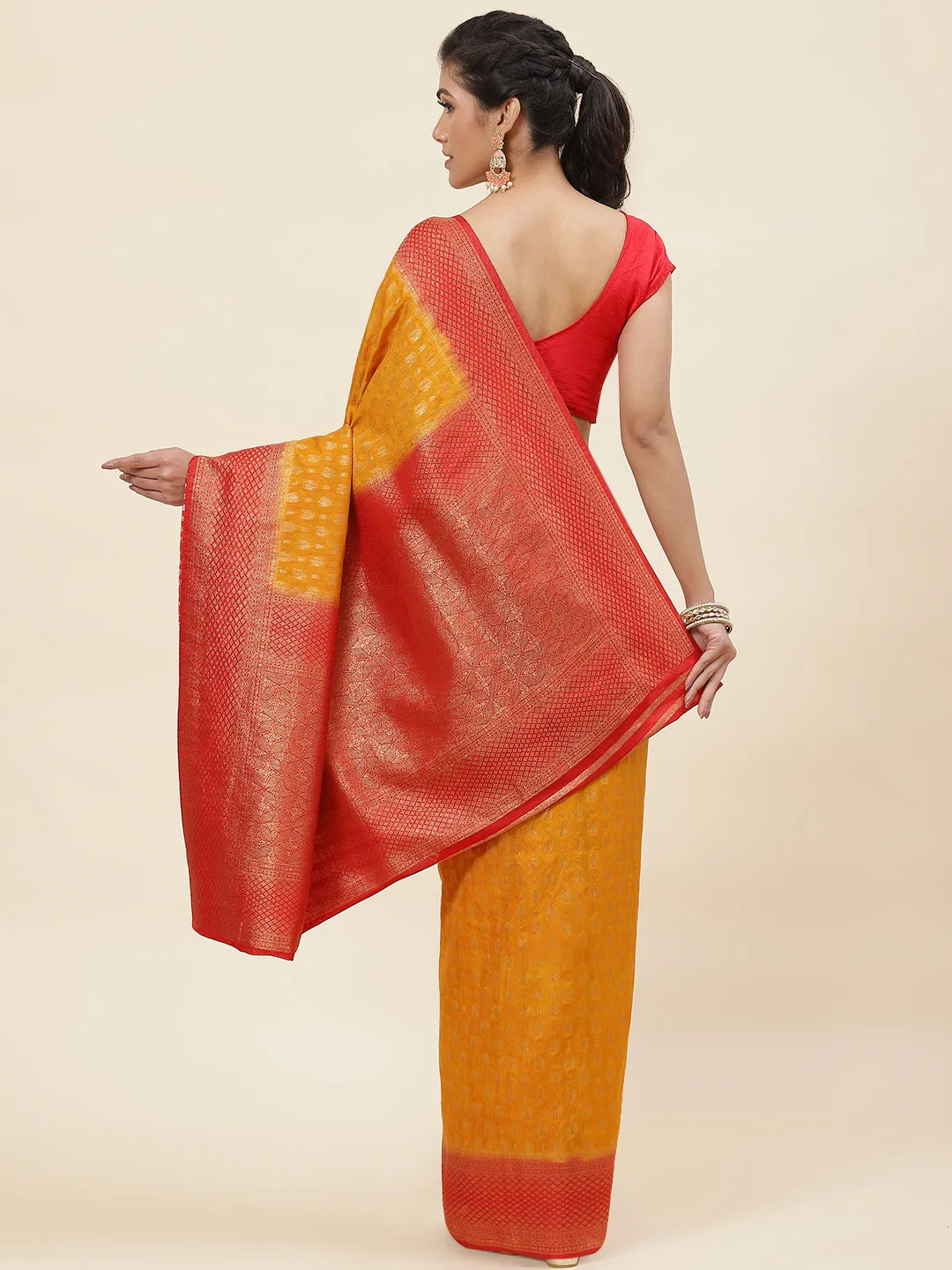 Brocade Zari Jaal Handloom Woven Saree