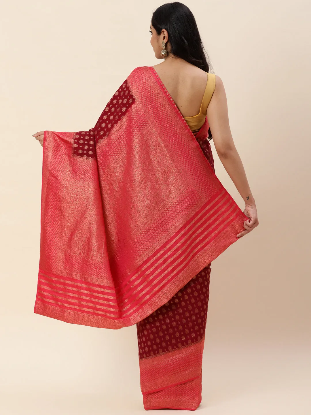 Brocade Zari Jaal Handloom Woven Saree