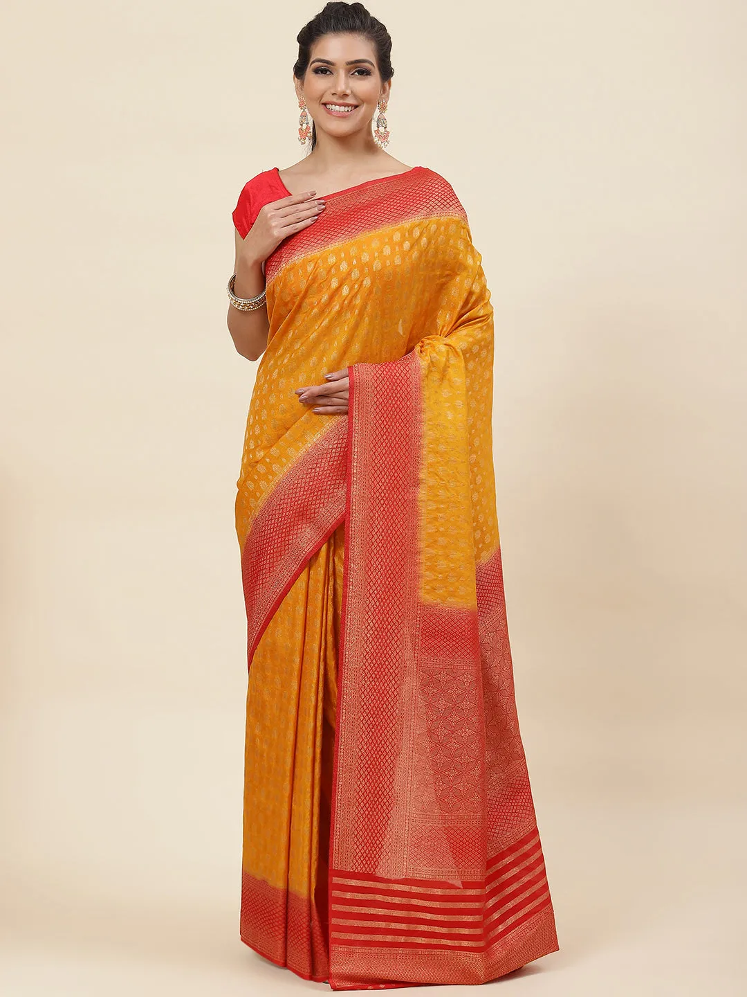 Brocade Zari Jaal Handloom Woven Saree