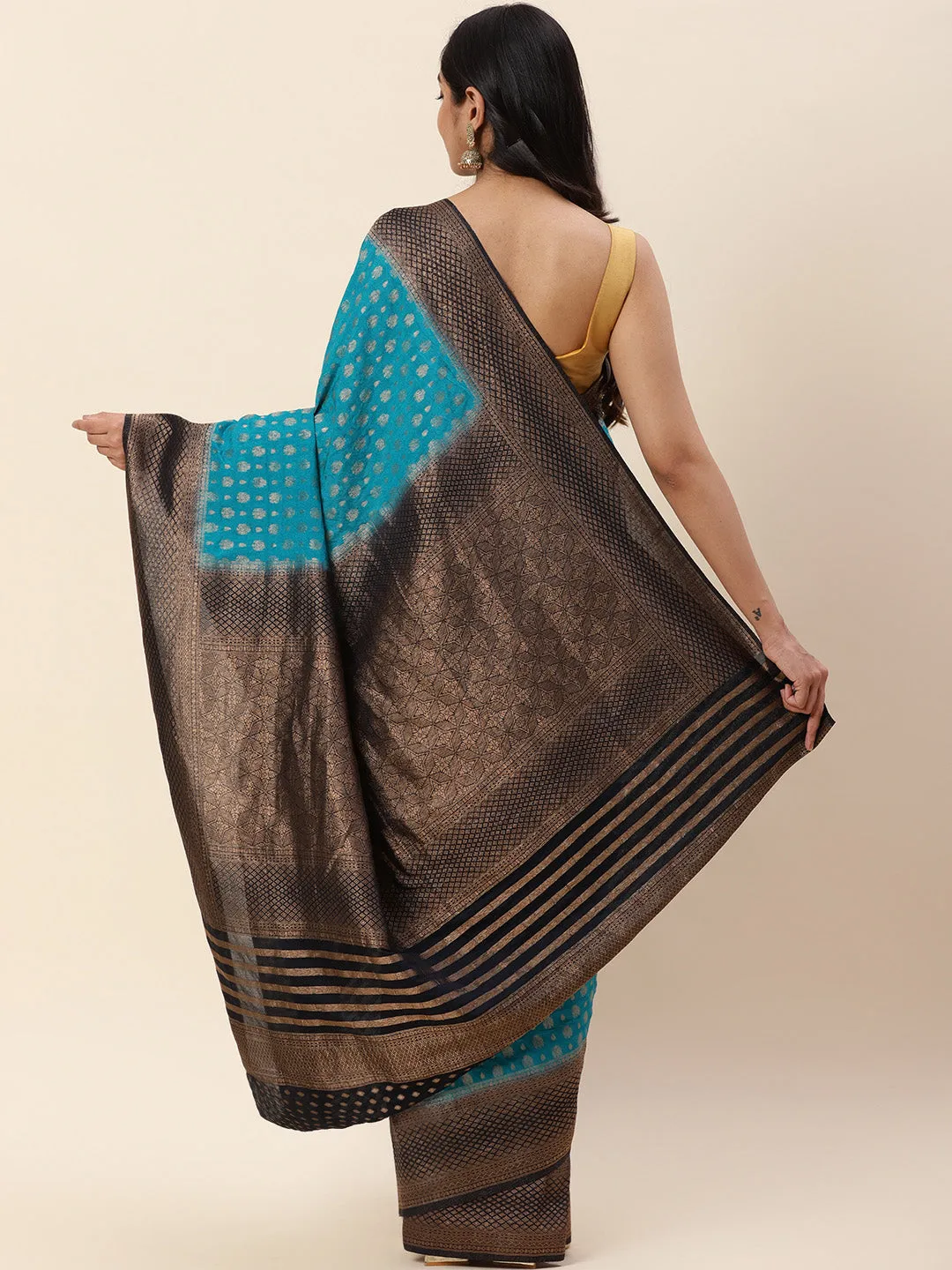 Brocade Zari Jaal Handloom Woven Saree