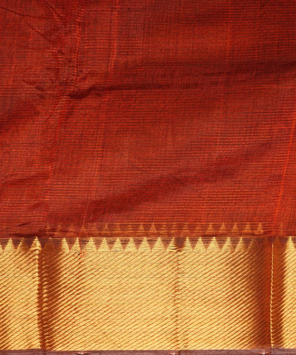 Brown handwoven cotton silk mangalagiri saree