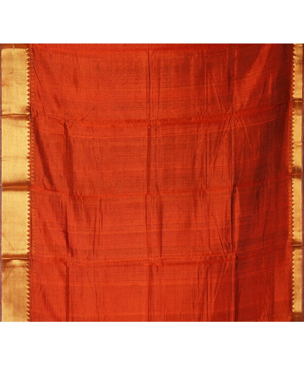 Brown handwoven cotton silk mangalagiri saree