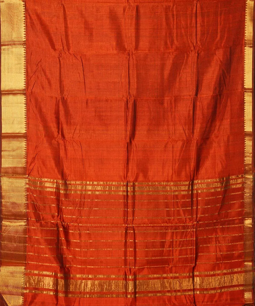 Brown handwoven cotton silk mangalagiri saree