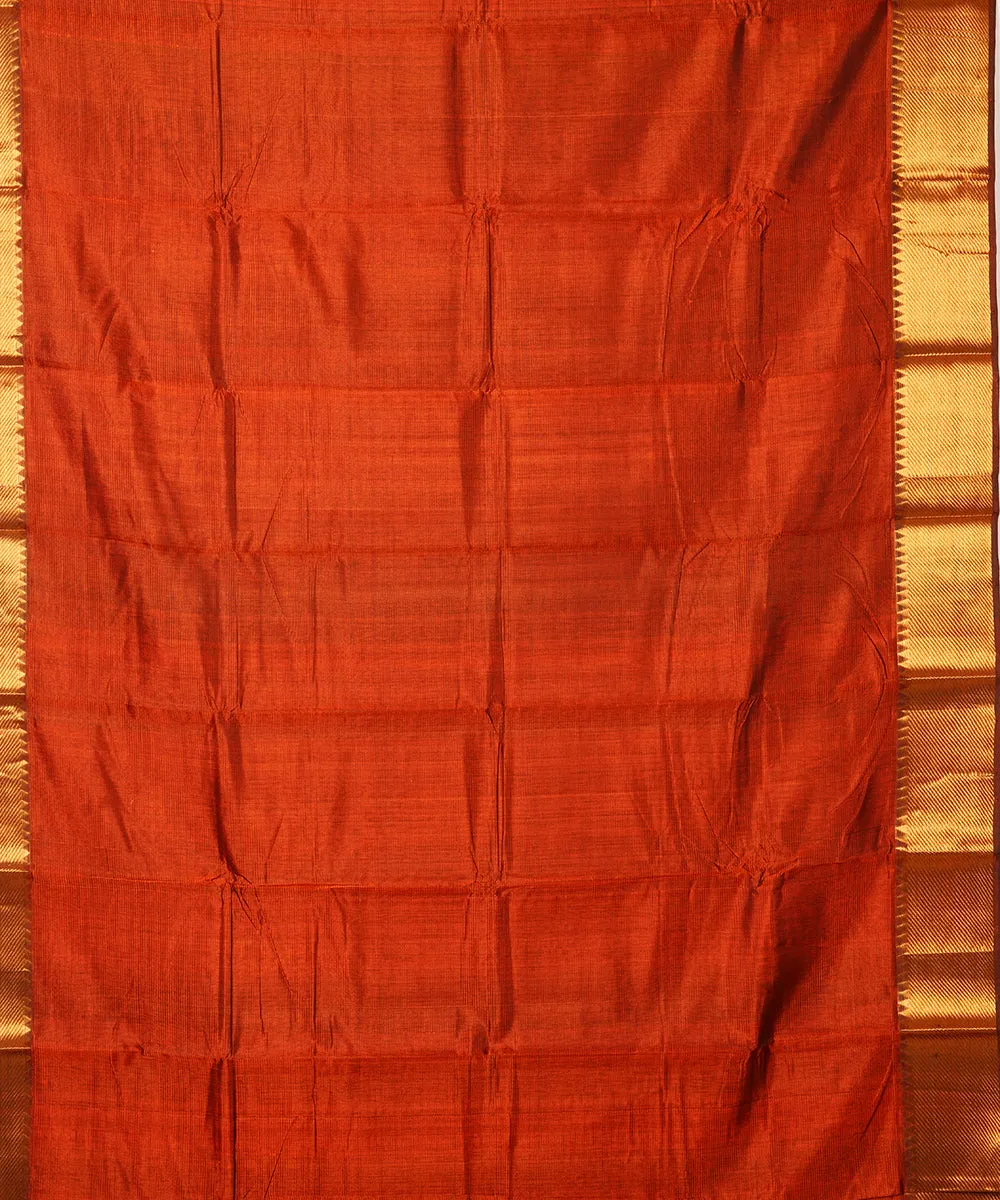 Brown handwoven cotton silk mangalagiri saree