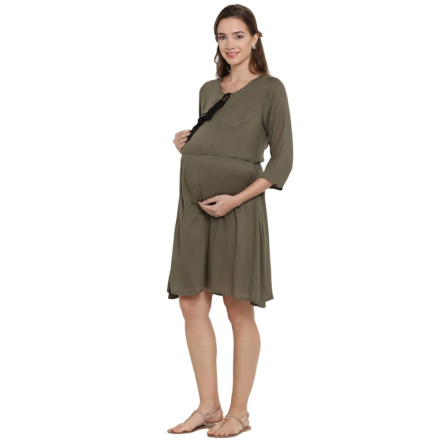 Brown Mini Maternity and Nursing Dress