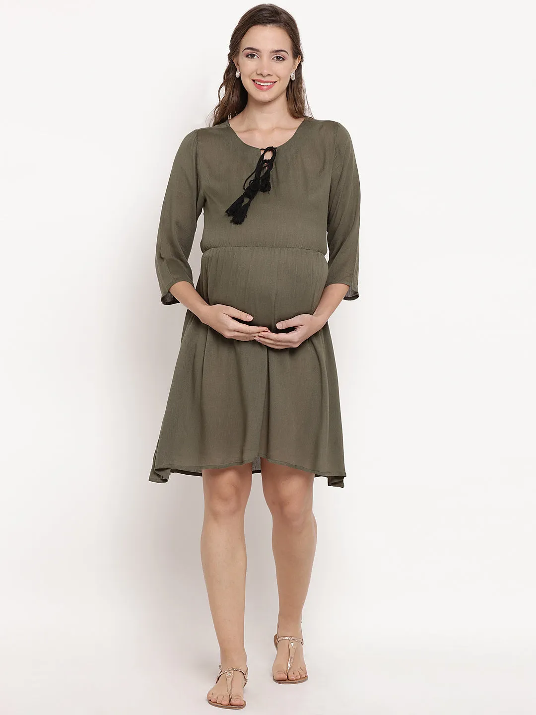 Brown Mini Maternity and Nursing Dress