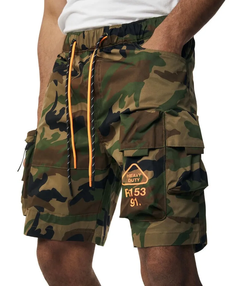 Camo Utility Nylon Cargo Shorts