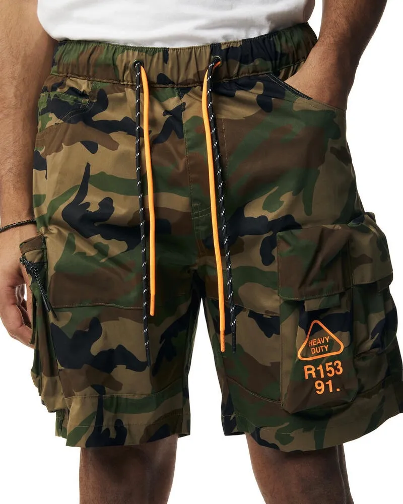 Camo Utility Nylon Cargo Shorts