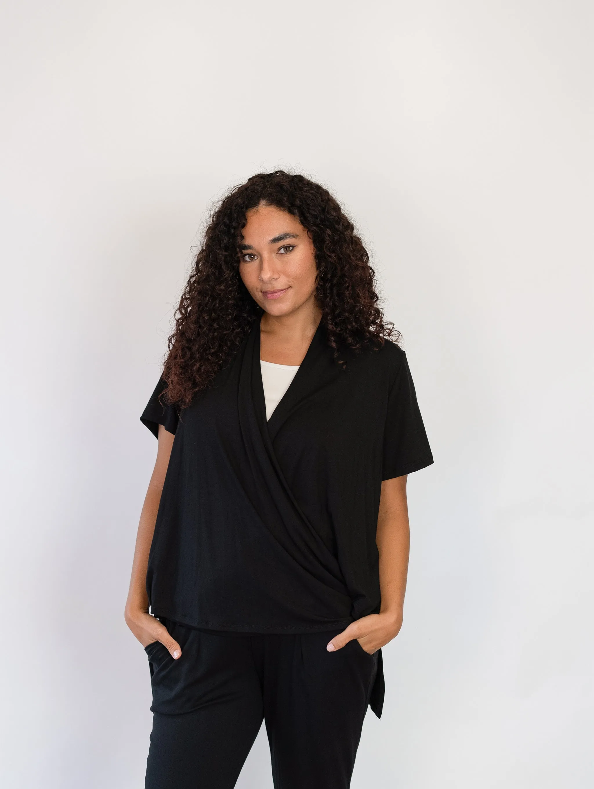 Candice Convertible Top - Black Rayon Jersey