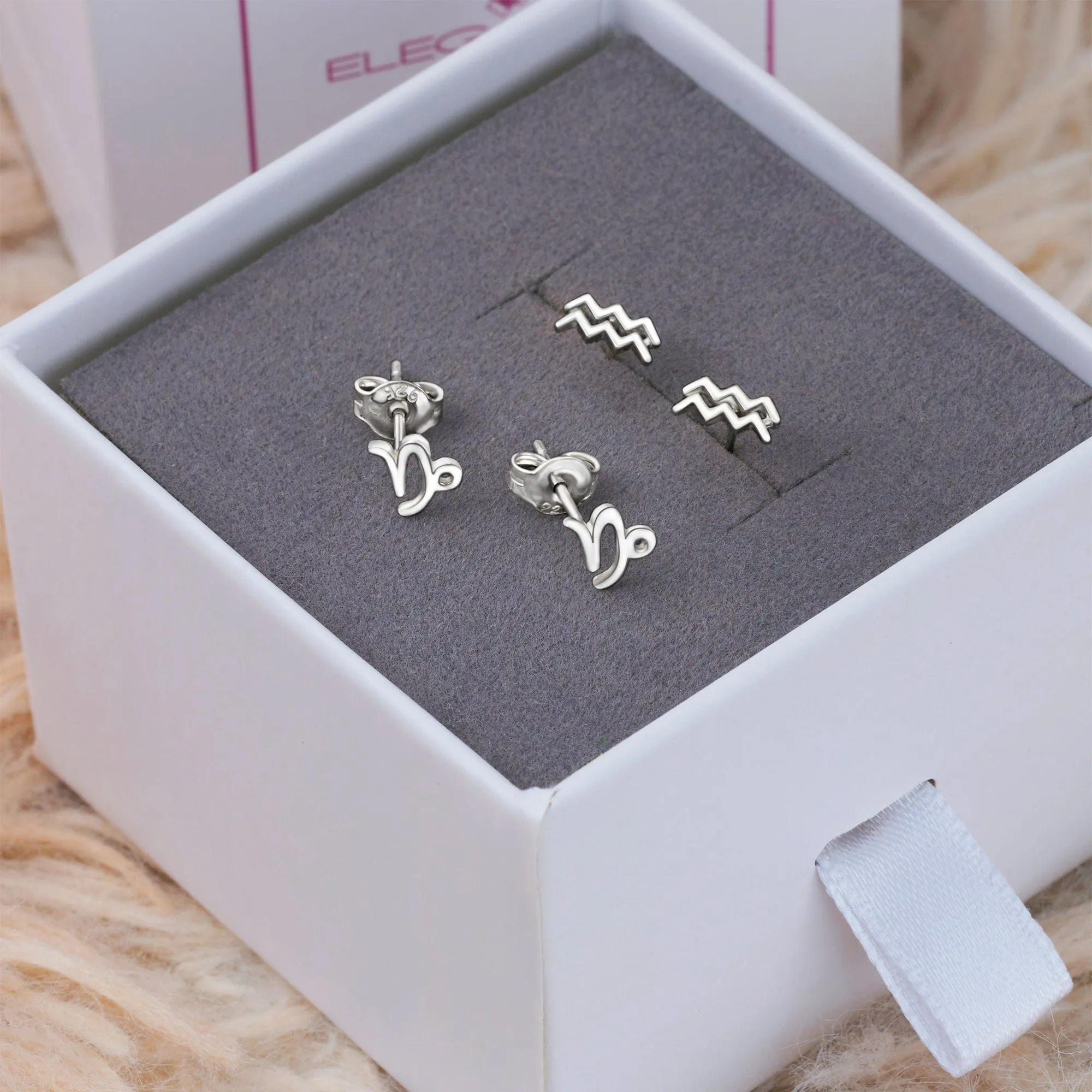 Capricorn Stud Earrings Sterling Silver - Zodiac Constellation Earrings