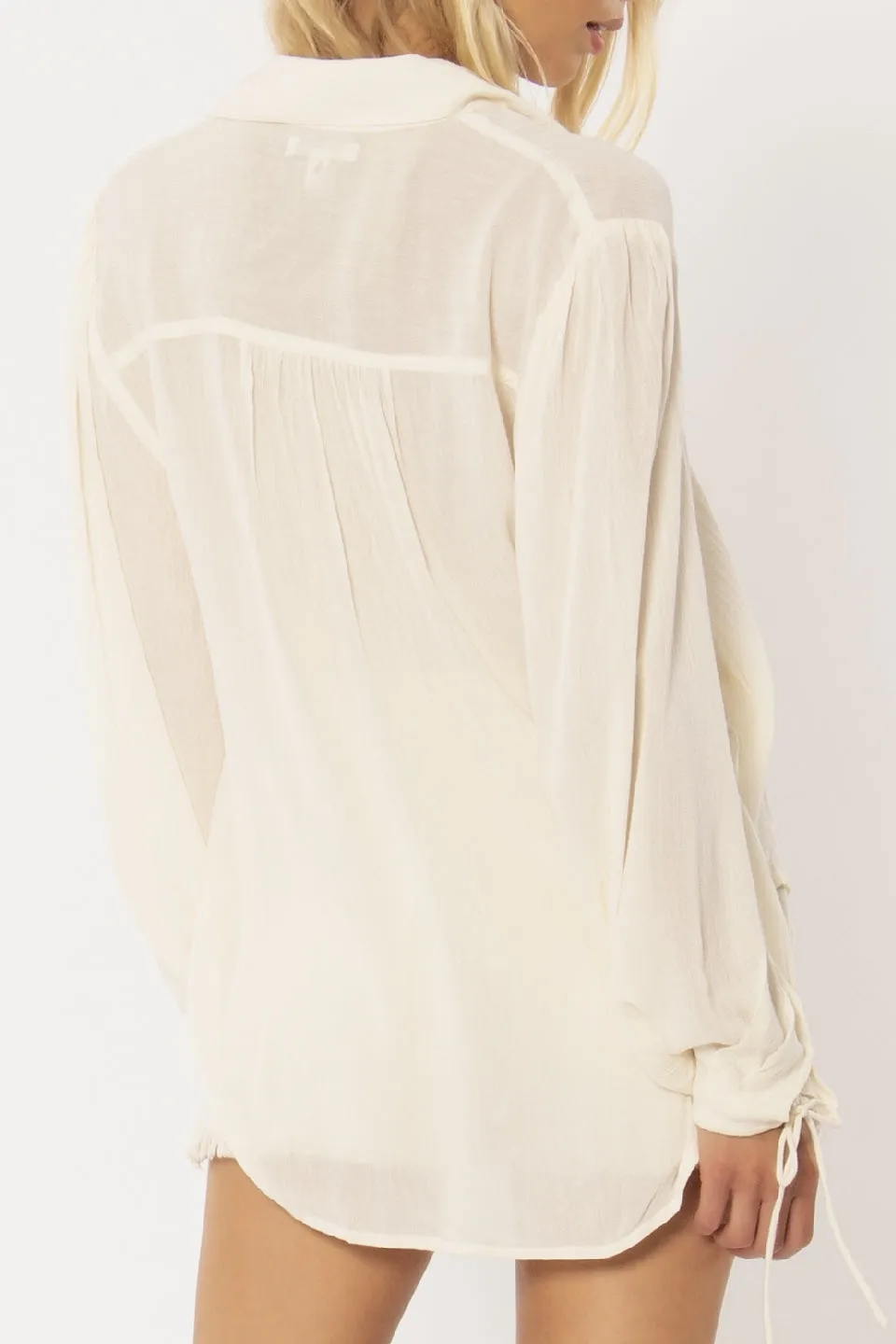 Caravan LS White Button Blouse