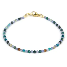 Chrysocolla   Tanzanite 2.5mm Faceted Round Bracelet with Gold Filled Trigger Clasp