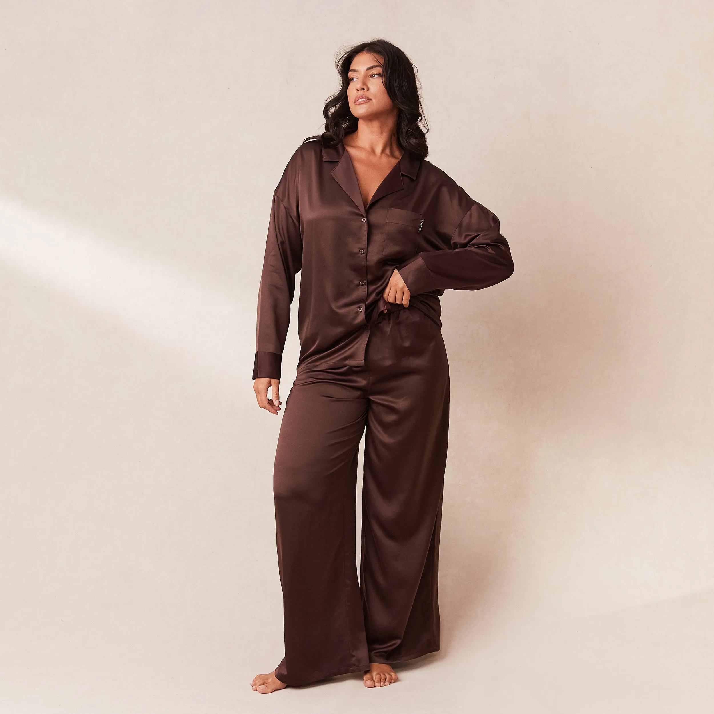 Classic Satin Pyjama Trousers - Chocolate