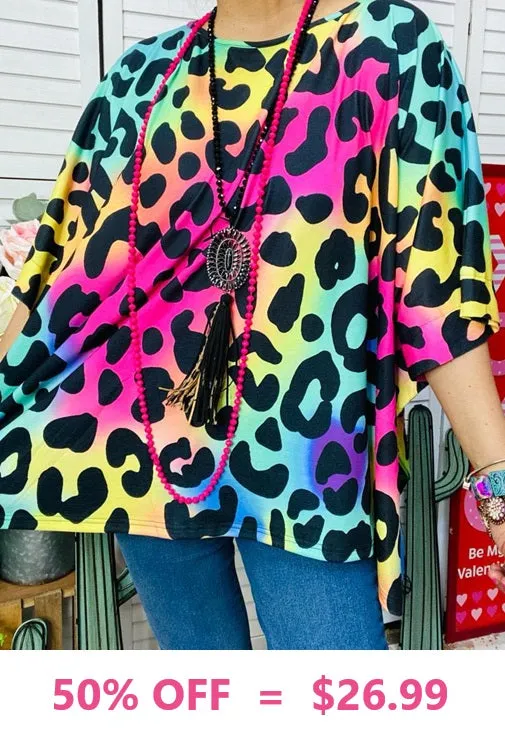 Colorful Leopard Poncho top - ONE  SIZE  loose fitting