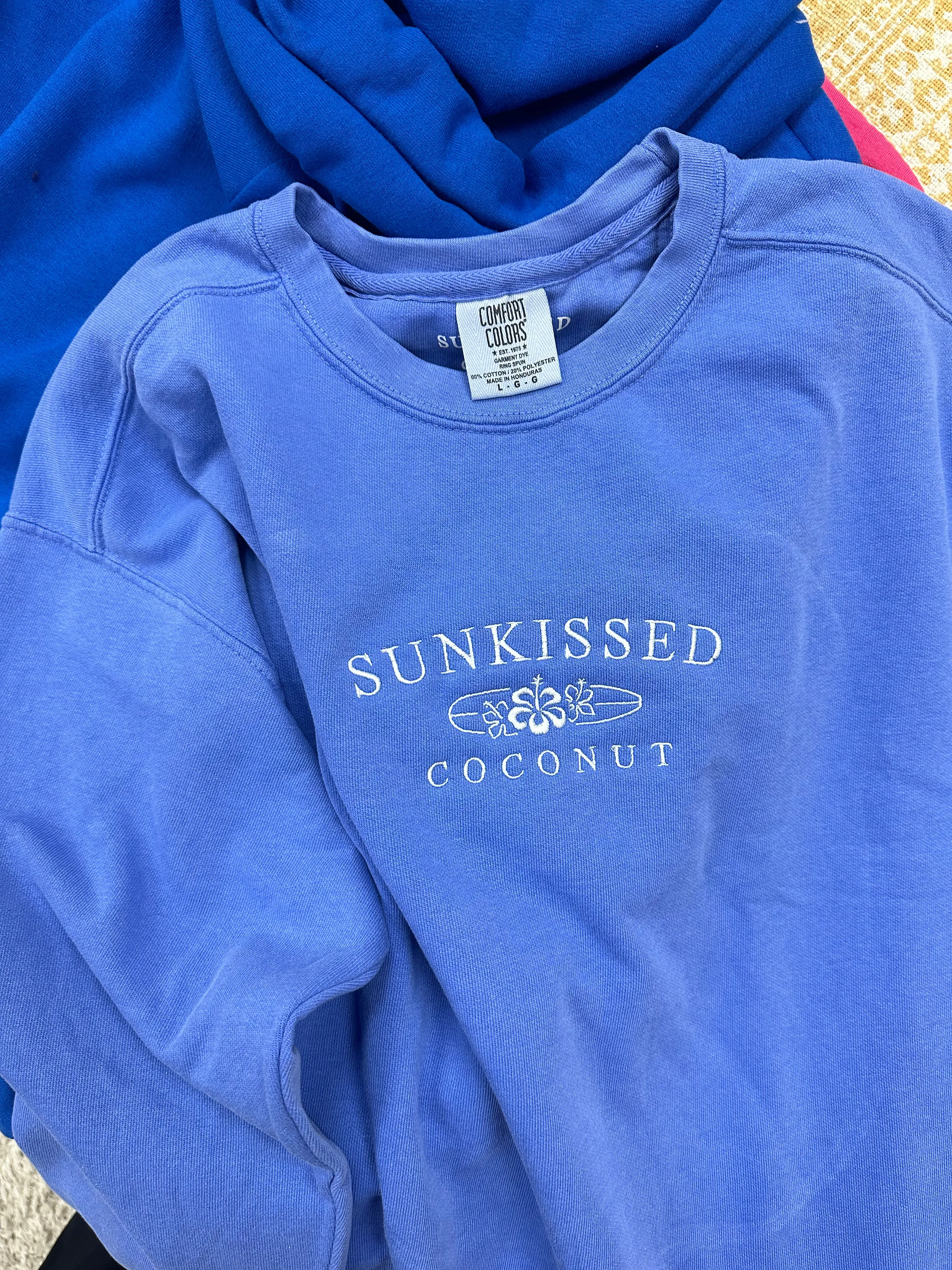 Comfort Colors Embroider Sunkissedcoconut Sweatshirt