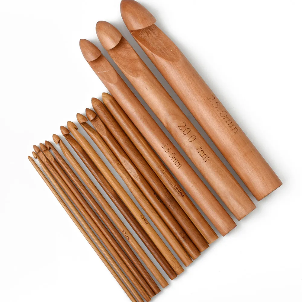 Crochet Needles Carbonized Bamboo Crochet Hooks Set Needles Hooks Knit Crafts supplies 15 Sizes/set 10315850