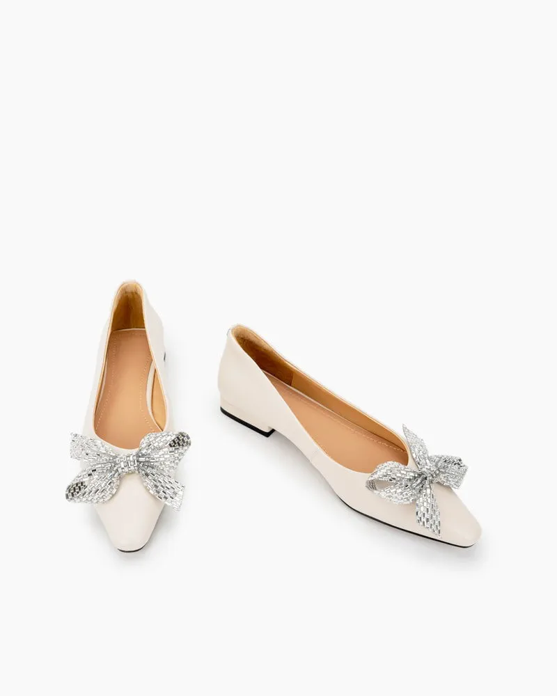 Cute Bowknot Crystals Comfort Lightweight Loafers