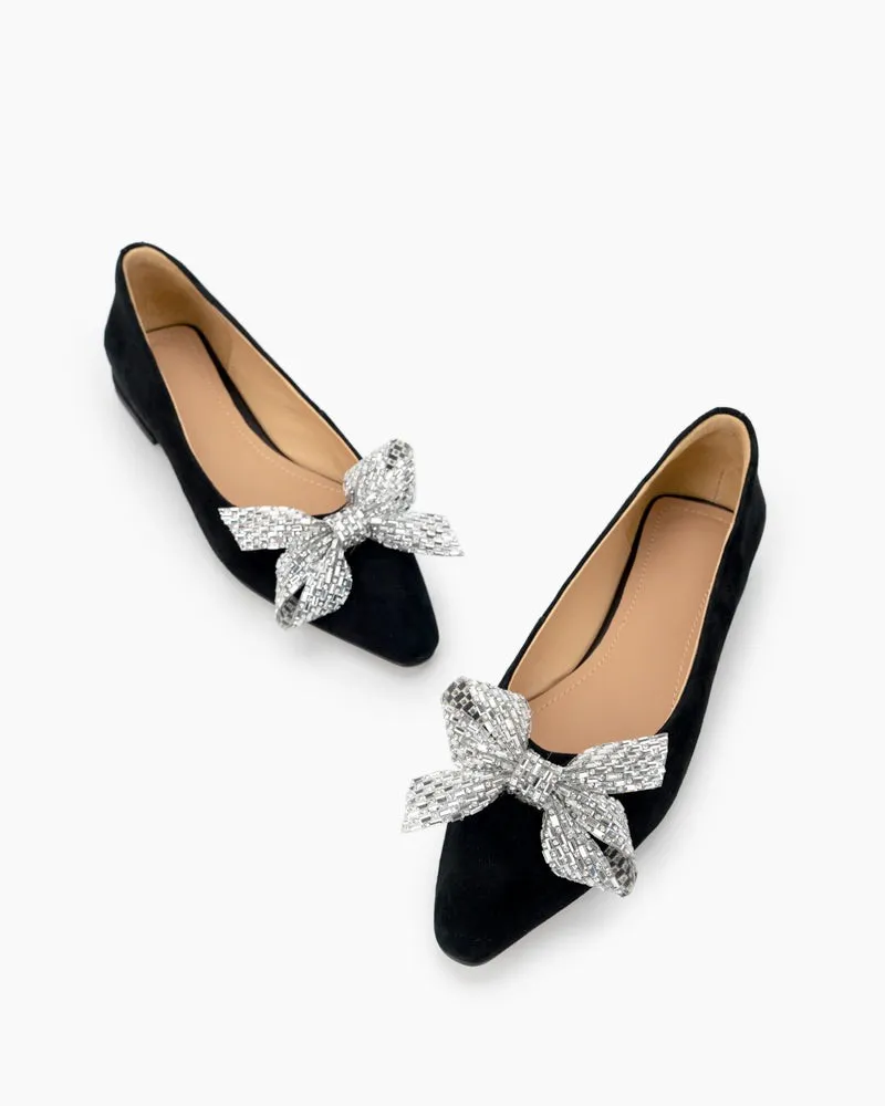 Cute Bowknot Crystals Comfort Lightweight Loafers