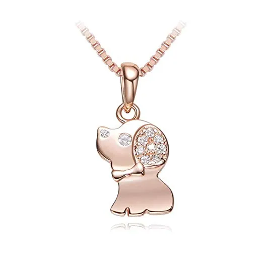 Cute Necklace,S925 Sterling Silver Lucky Little Dog Pendant Chain