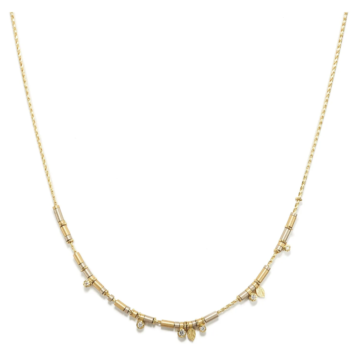 Diamond Drop Necklace in All Gold ~ 6 Diamonds