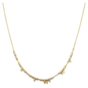 Diamond Drop Necklace in All Gold ~ 6 Diamonds