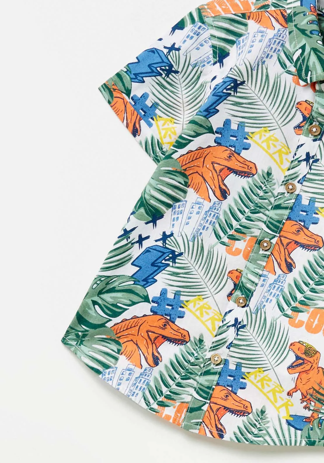 Dino Floral Shirt - Blue