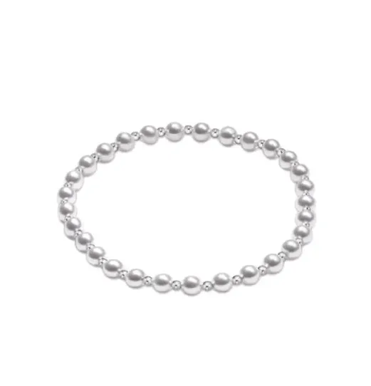 E Newton Classic Grateful Pattern Bead Bracelet - Sterling Pearl