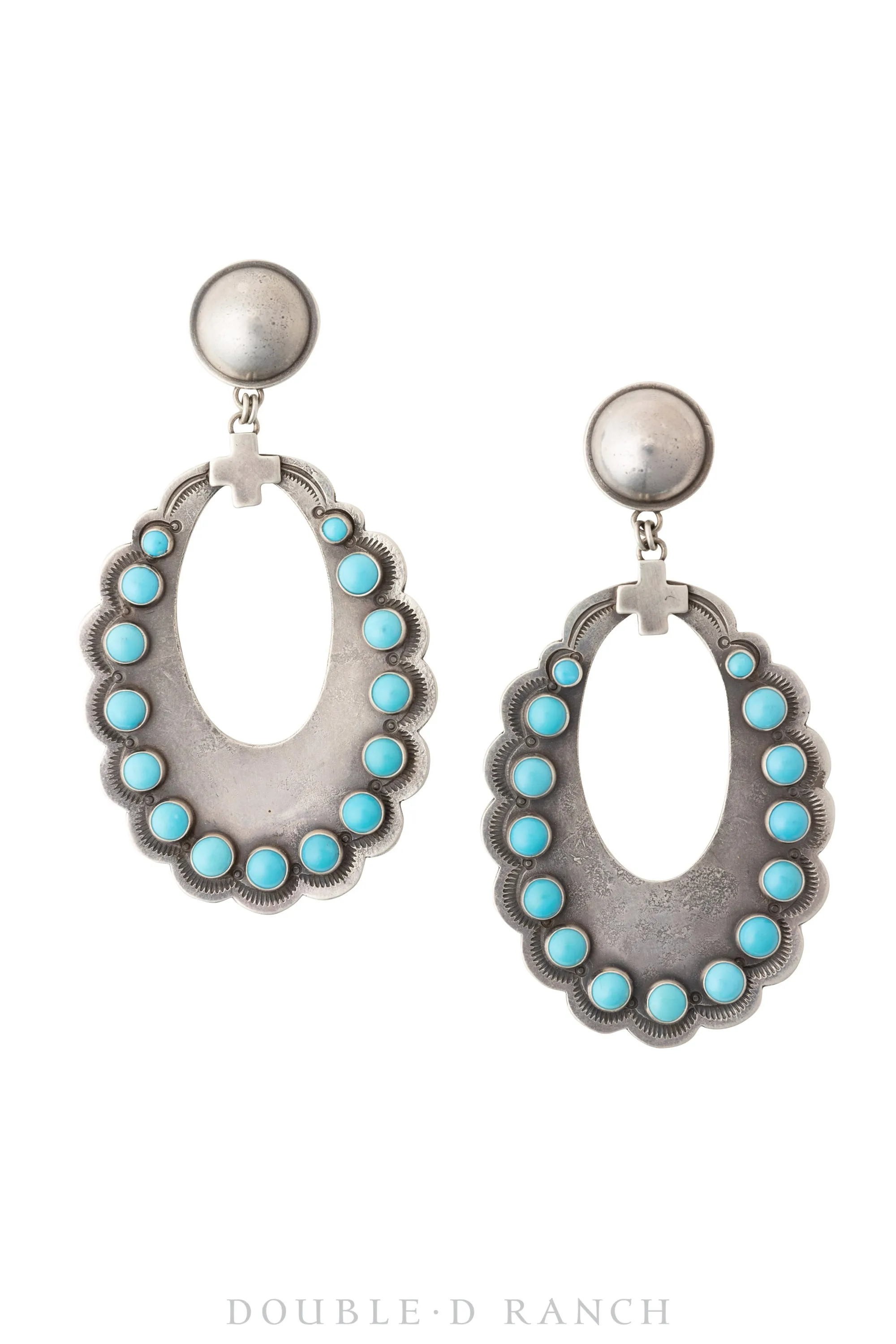 Earrings, Hoop, Turquoise, Dennis Hogan Hallmark, Contemporary, 1136