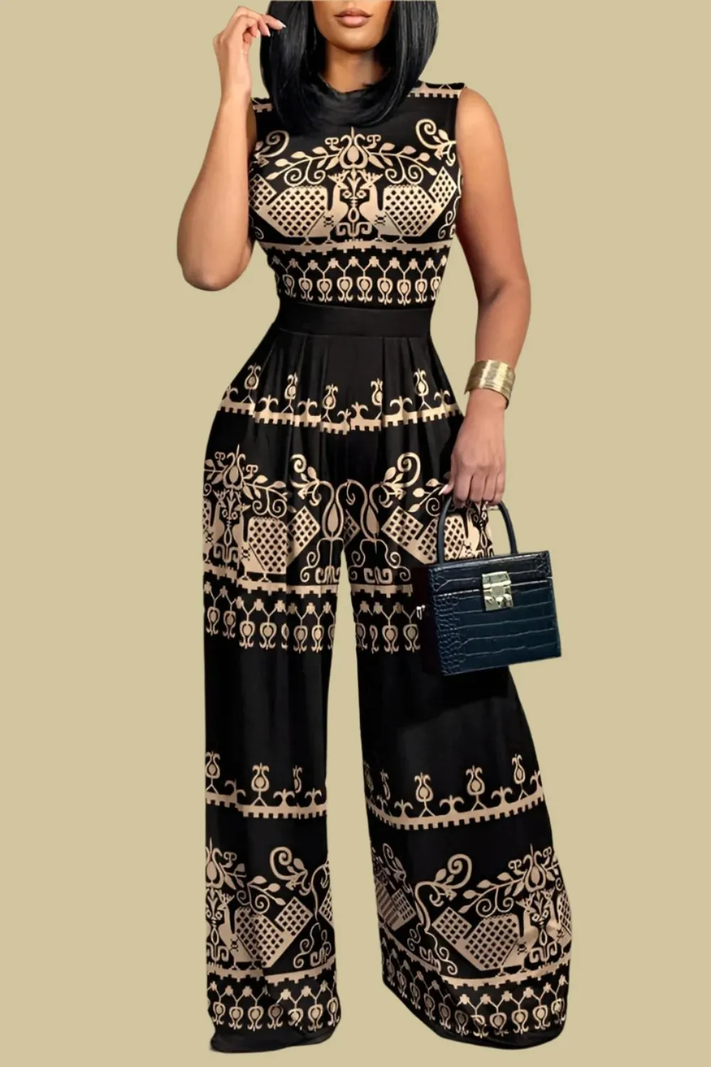 Elegant Wide Leg Sleeveless Jumpsuit