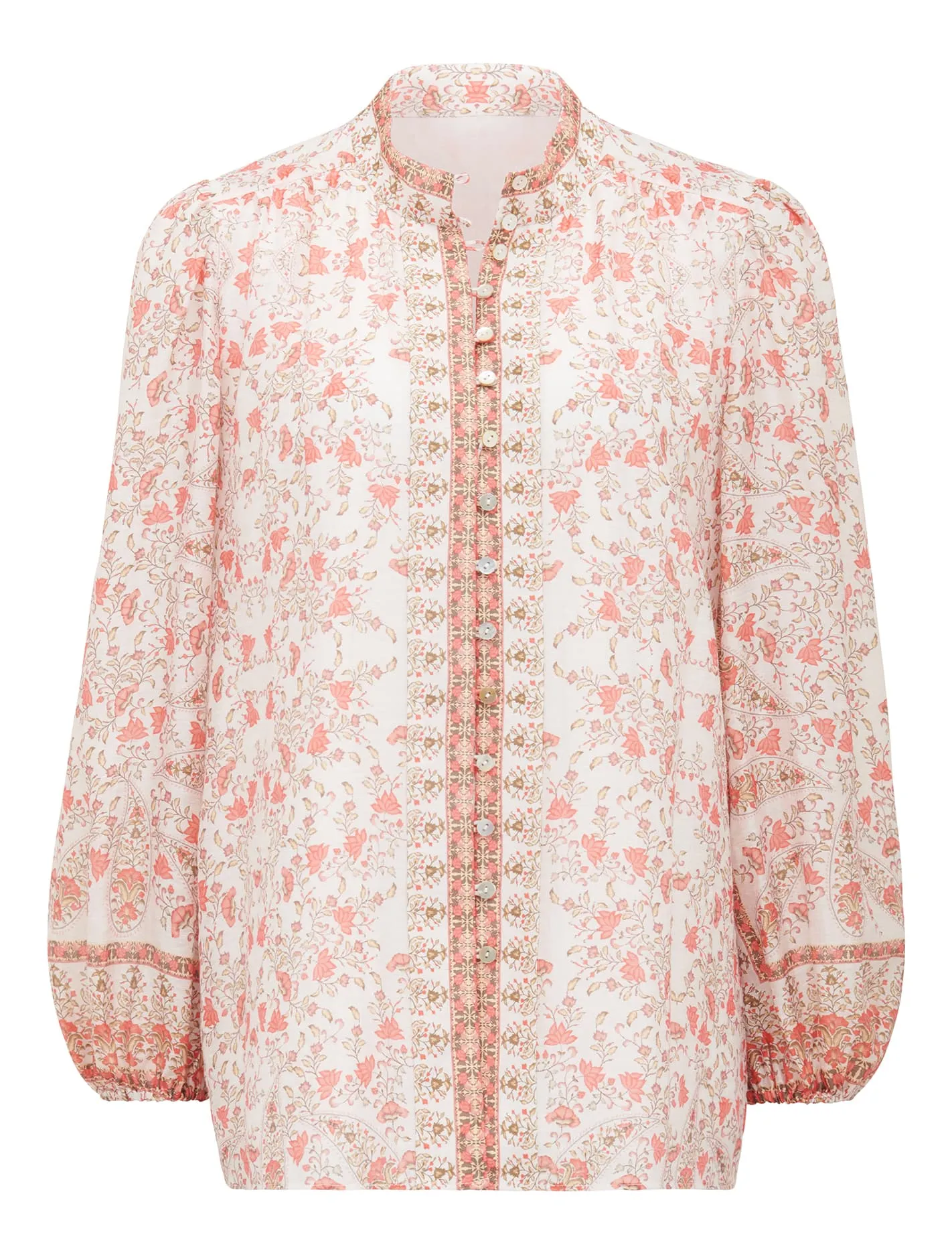 Emily Border Print Button Through Blouse