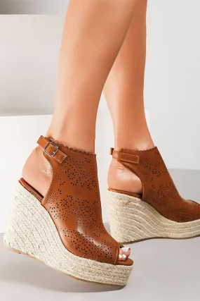 Espadrille Hole Pattern Wedge Sandal