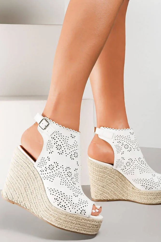 Espadrille Hole Pattern Wedge Sandal