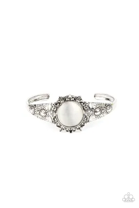 Extravagantly Enchanting White Cat's Eye Cuff Bracelet - Paparazzi Accessories