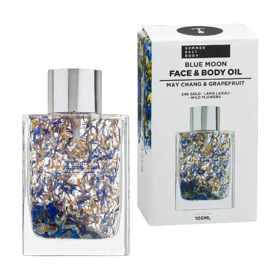 Face   Body Oil - 100ml - Gold Flakes, Blue Moon