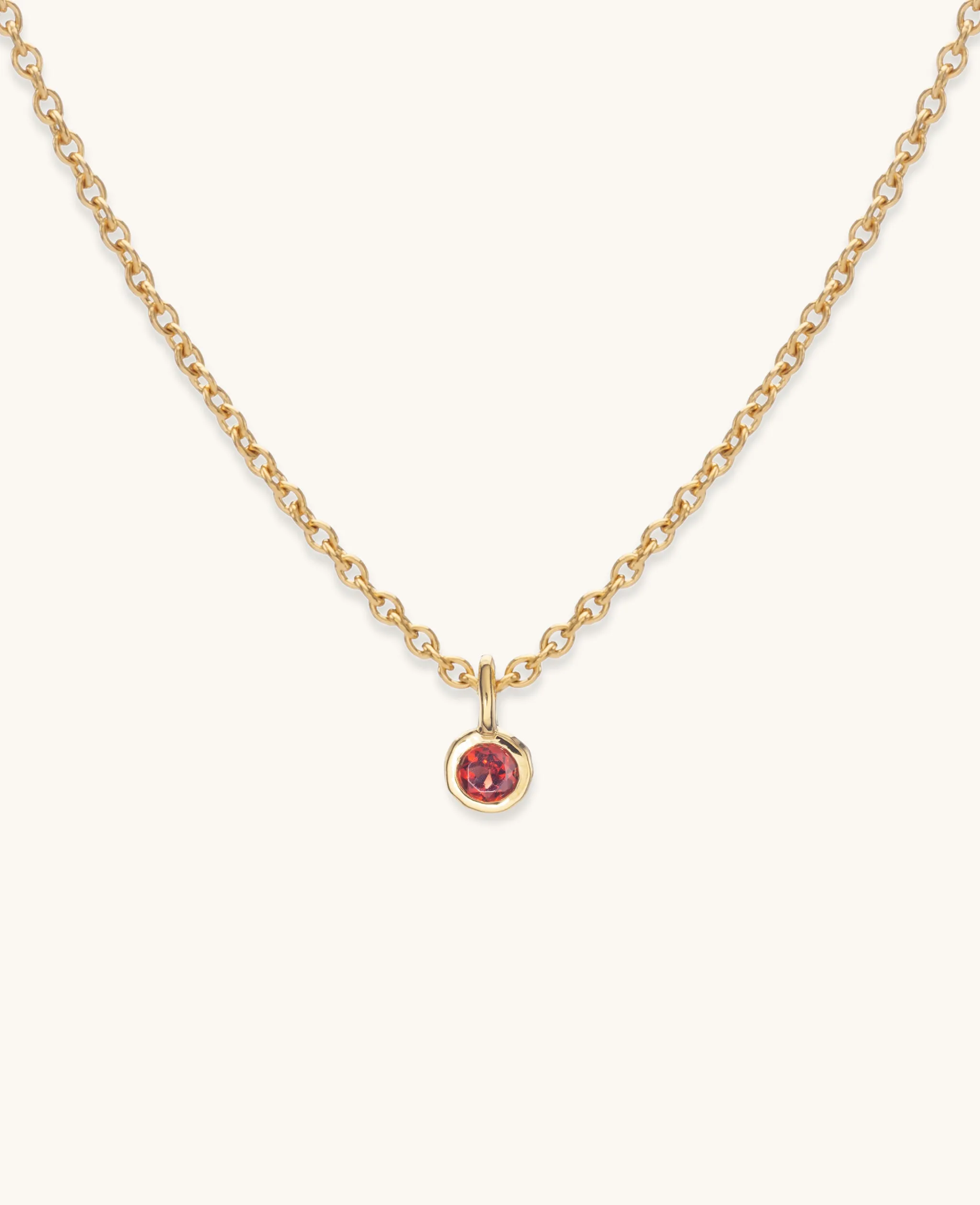 Garnet Droplet Necklace Gold