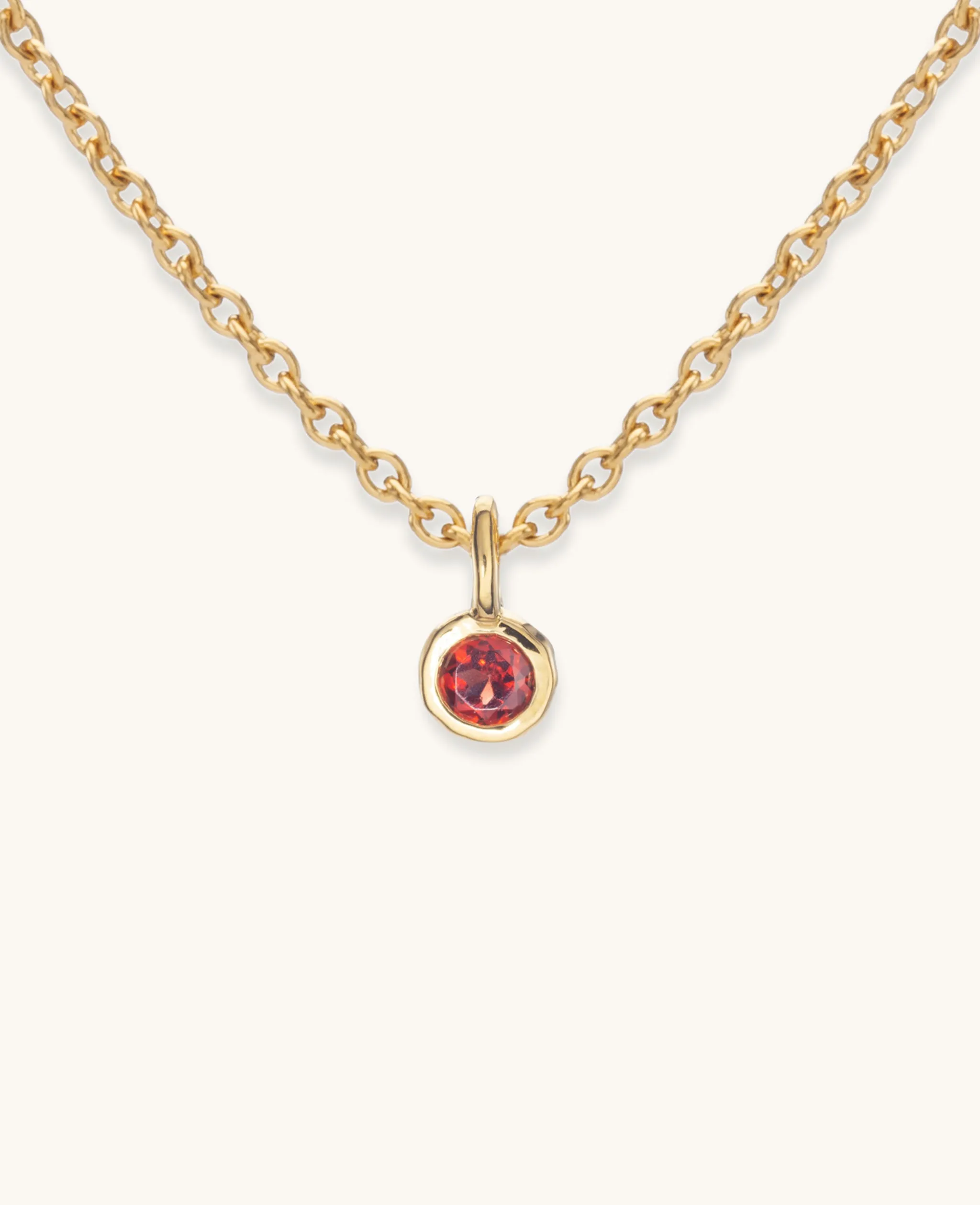 Garnet Droplet Necklace Gold