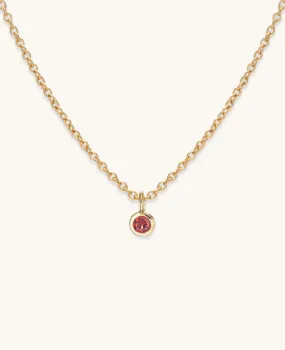 Garnet Droplet Necklace Gold