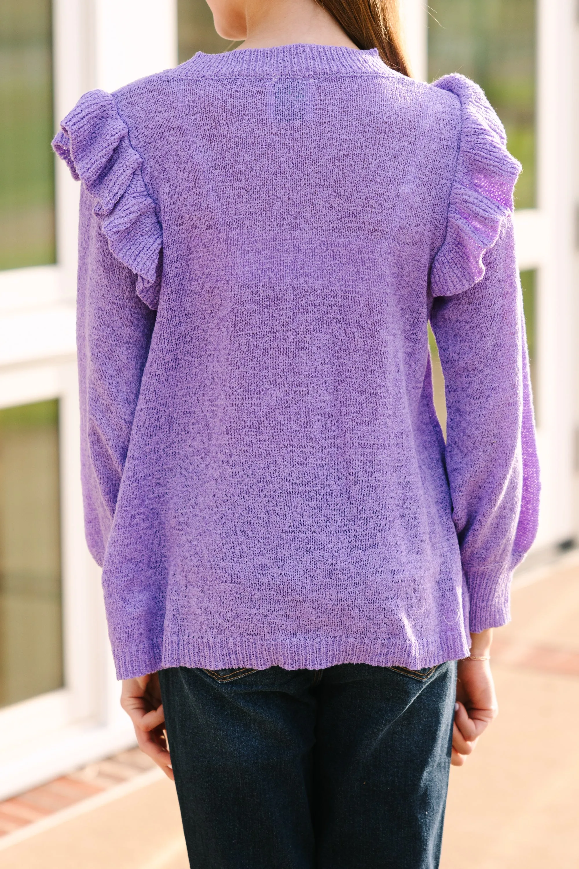 Girls: Give Me A Call Lavender Purple Ruffled Blouse