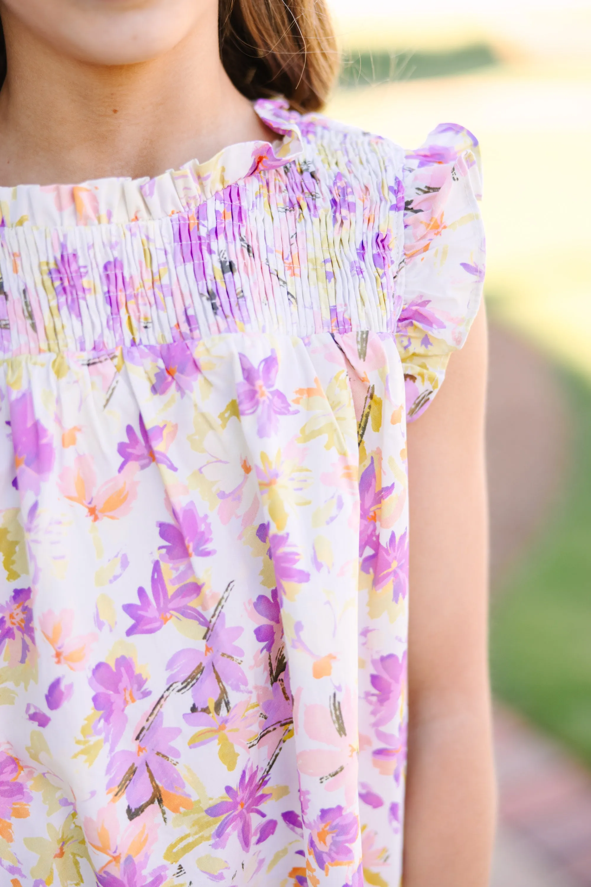 Girls: On The Lookout White Floral Dress