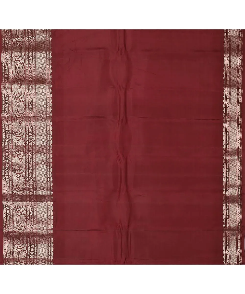 Green brown handwoven gadwal silk saree