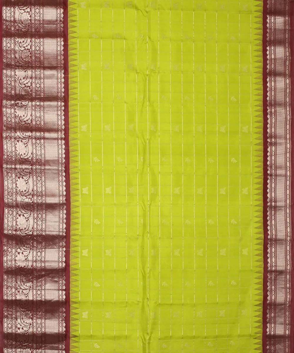 Green brown handwoven gadwal silk saree