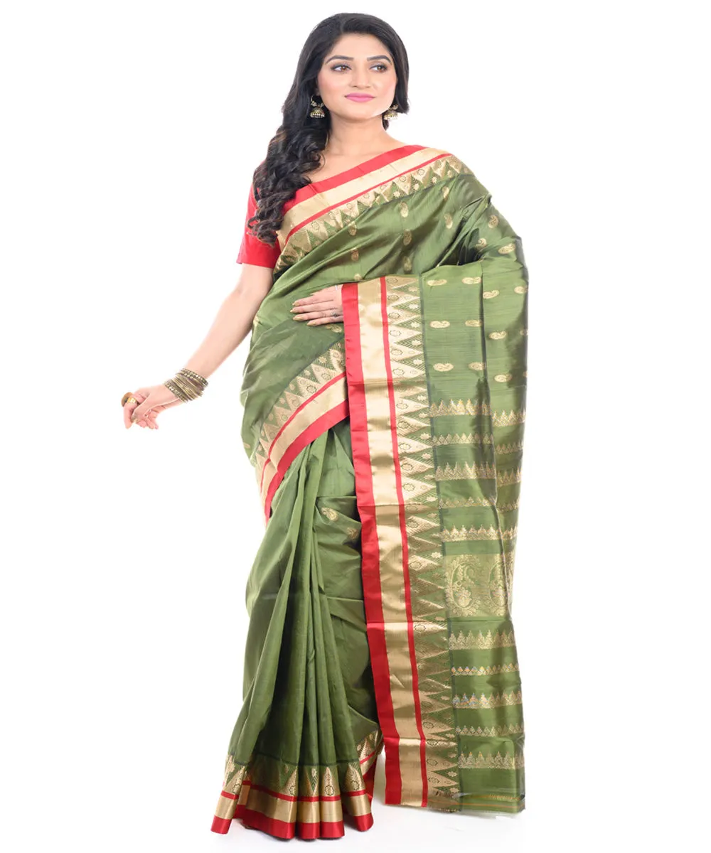 Green handwoven silk garad saree