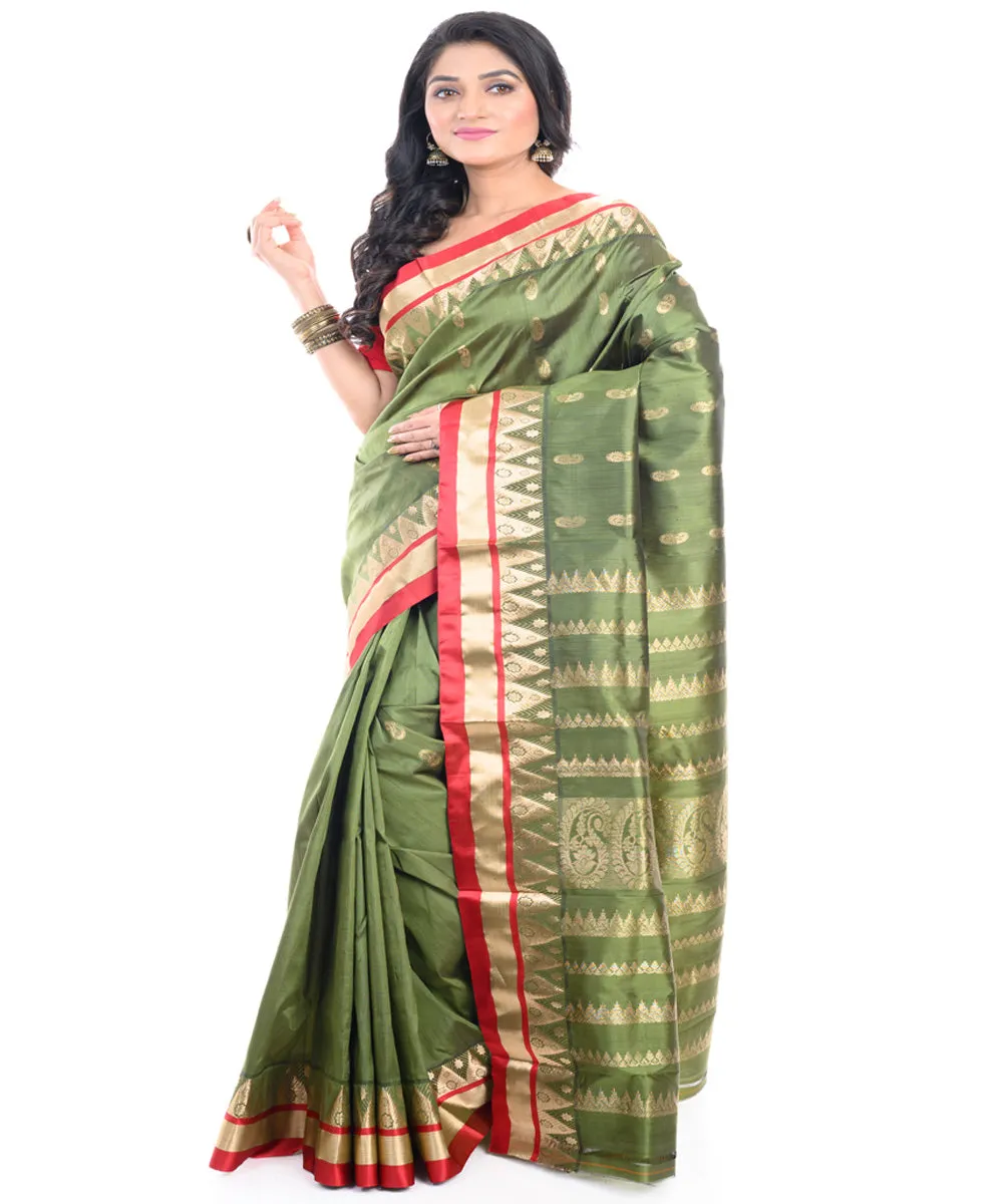 Green handwoven silk garad saree