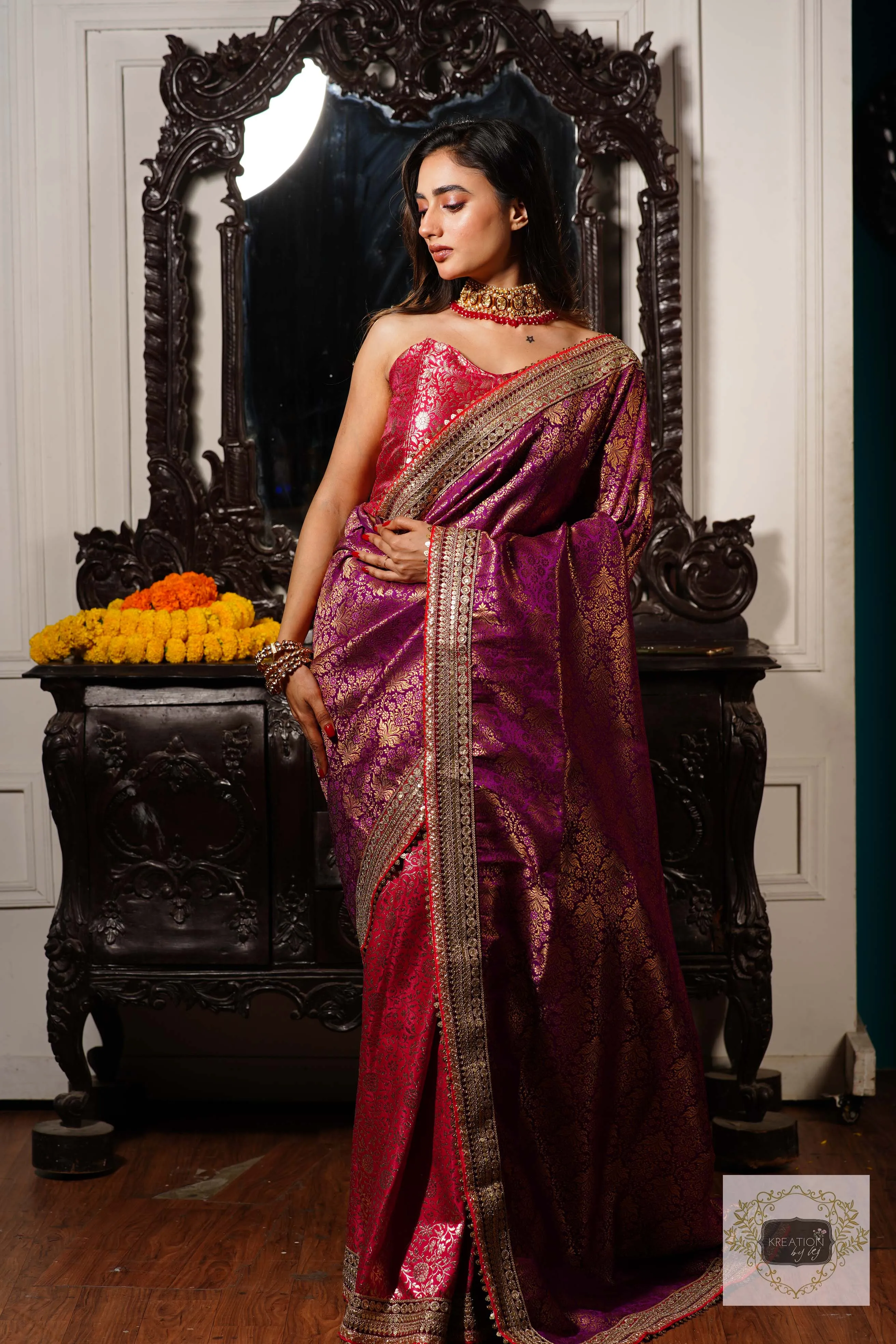 Gulab Jamuni Half Banarasi Saree