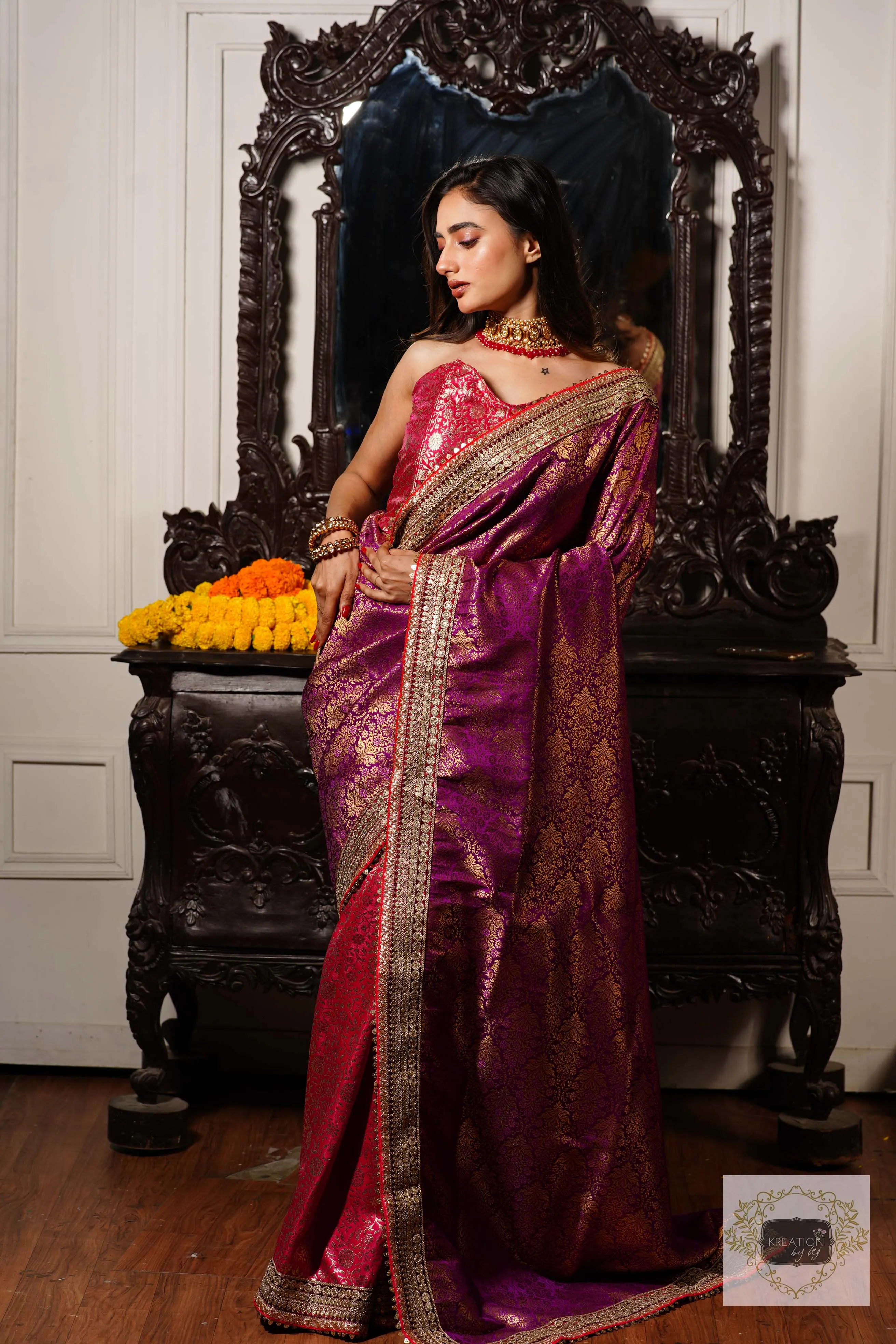 Gulab Jamuni Half Banarasi Saree